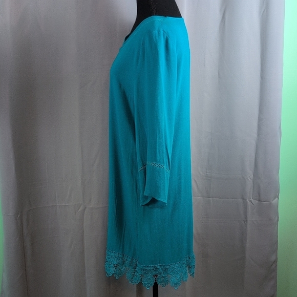 Kori Teal Lace Trim Midi Dress - Picture 3 of 7